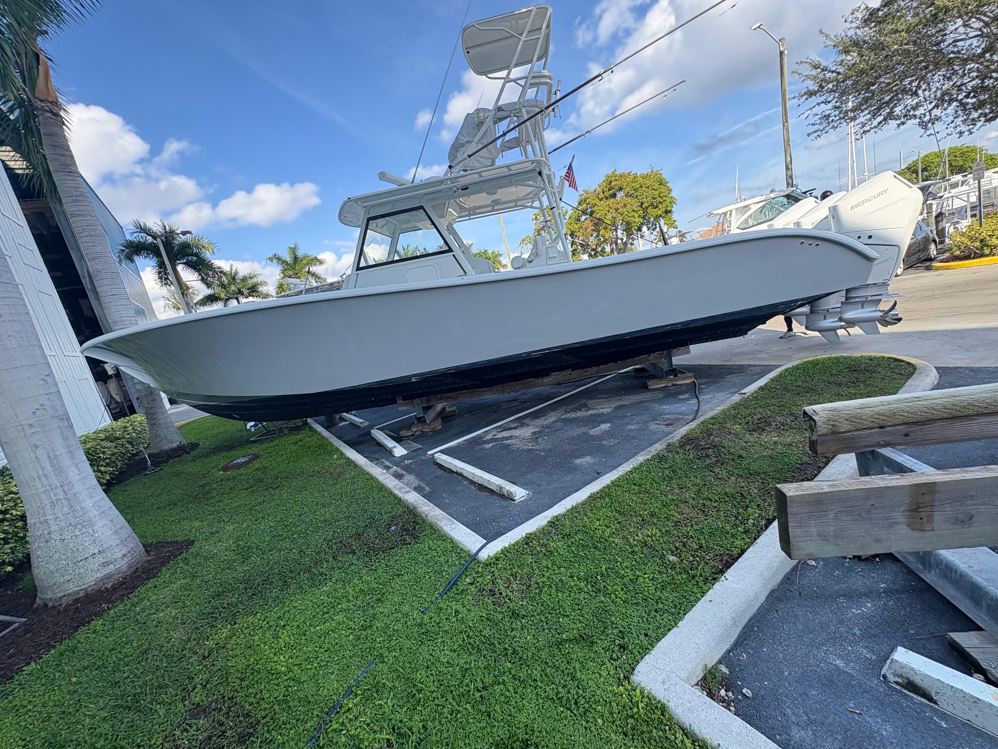 Fishing boat hull wrap in solid color finish